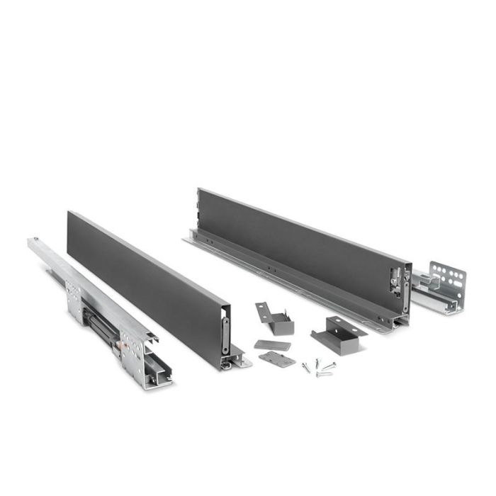 VERBOX Cajón Extrafino 14mm Extracción Total Cierre Amortiguado, Altura H84, Profundidad 300mm, Acabado Antracita, 40kg
