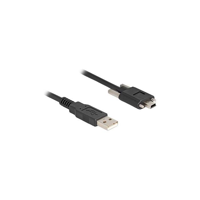 DeLOCK Cable USB 2.0 Tipo-A Macho a Tipo Mini-B Macho con Tornillos 13mm, 1m, Negro, 480 Mbit/s 0 DeLOCK Cable USB 2.0 Tipo-A Macho a Tipo Mini-B Macho con Tornillos 13mm, 1m, Negro, 480 Mbit/s 0