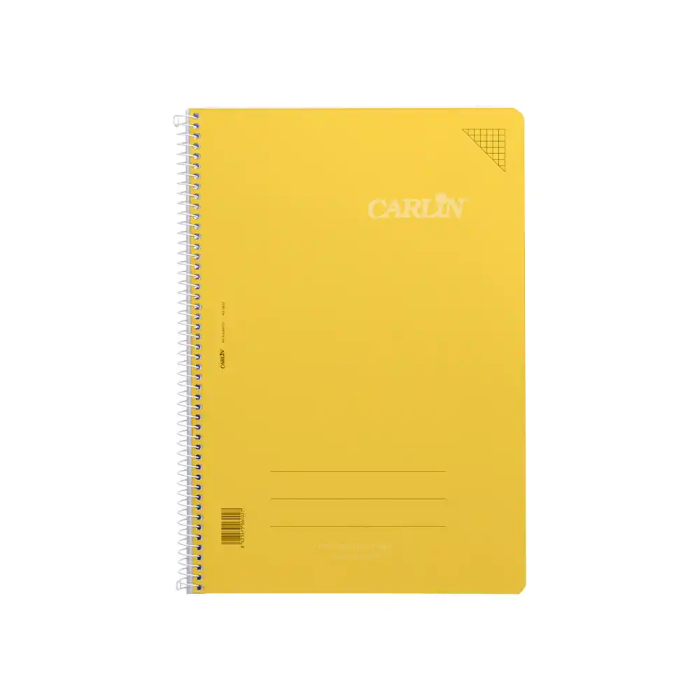 Carlin Cuaderno espiral A4 tapa plástico 80 hojas 90gr cuadro 4mm con margen color amarillo 1