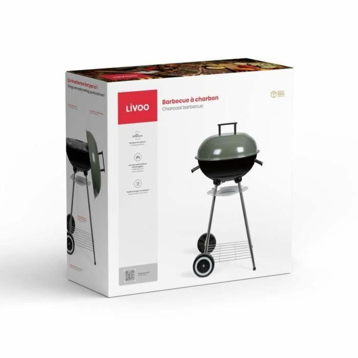 Livoo DOC172K Barbacoa de Carbón Redonda Ø41 cm con Parrilla de Acero Cromado, Altura 69,5 cm, Asas y 2 Ruedas 1 Livoo DOC172K Barbacoa de Carbón Redonda Ø41 cm con Parrilla de Acero Cromado, Altura 69,5 cm, Asas y 2 Ruedas 1