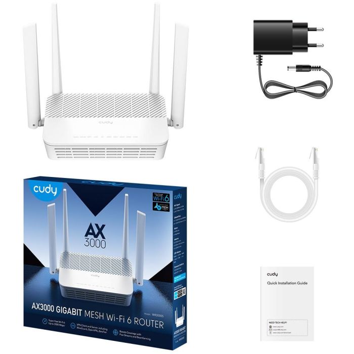 Cudy AX3000 Gigabit Wi-Fi 6 Router Mesh Doble Banda 2.4GHz/5GHz Enrutador Blanco 2