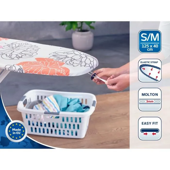 Leifheit 71601 Funda para Tabla de Planchar Cotton Comfort S/M | 120x40cm | Acolchado 4mm | Easy Fit