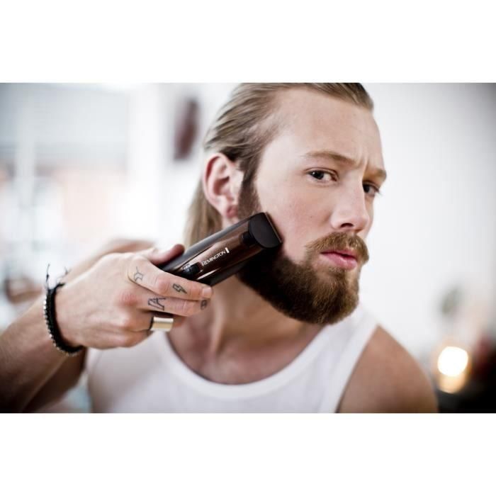 Juego de afeitado Remington MB4046, kit de recortadora de barba, cuchillas de titanio autoafilables, zuecos ajustables, batería de litio 4 Juego de afeitado Remington MB4046, kit de recortadora de barba, cuchillas de titanio autoafilables, zuecos ajustables, batería de litio 4