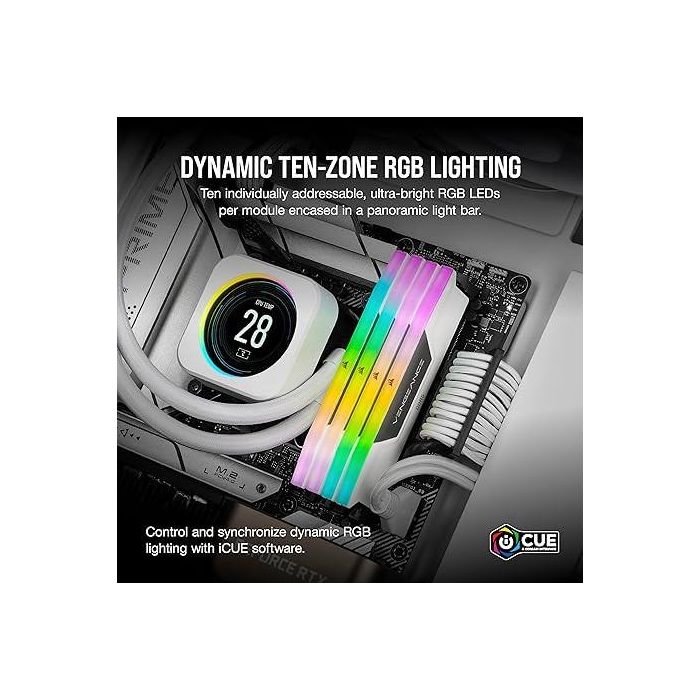 Corsair Memoria DDR5 64GB (2x32GB) 5600MHz Vengeance RGB Blanca CMH64GX5M2B5600C40W - Iluminación RGB, Intel XMP 3.0 3 Corsair Memoria DDR5 64GB (2x32GB) 5600MHz Vengeance RGB Blanca CMH64GX5M2B5600C40W - Iluminación RGB, Intel XMP 3.0 3