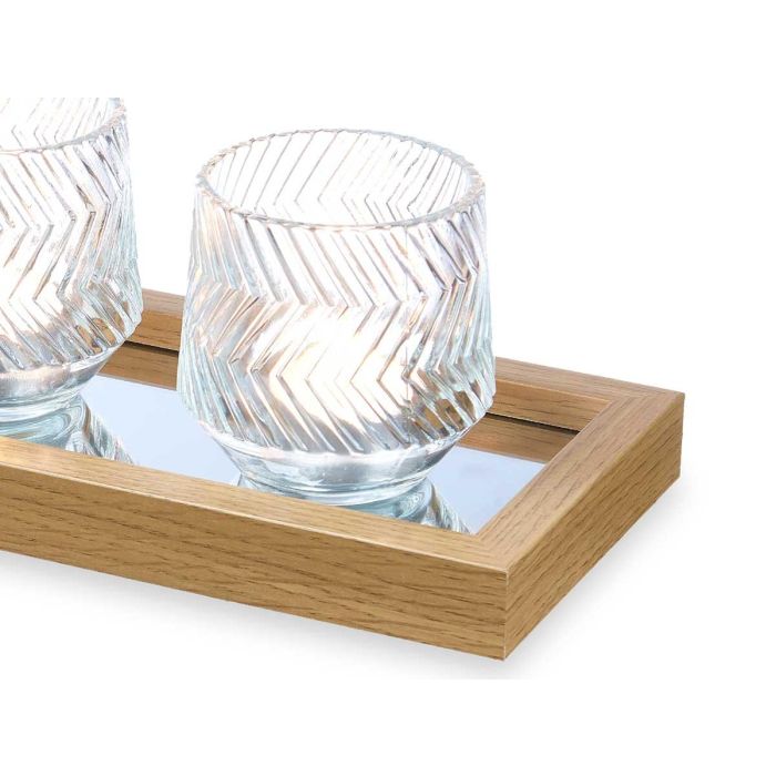 Centro Mesa Bandeja Espejo 3 Portavelas Giftdecor 36X9CM (4 Unidades) 3 Centro Mesa Bandeja Espejo 3 Portavelas Giftdecor 36X9CM (4 Unidades) 3