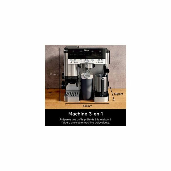 Ninja ES601EU Luxe Premier Cafetera Espresso con Molinillo Integrado, 2L, 1650W, Negro/Acero Inoxidable 5