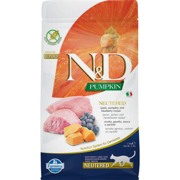 Farmina N&D Cat Pumpkin Neutered Cordero Arandano 1,5 kg Farmina N&D Cat Pumpkin Neutered Cordero Arandano 1,5 kg