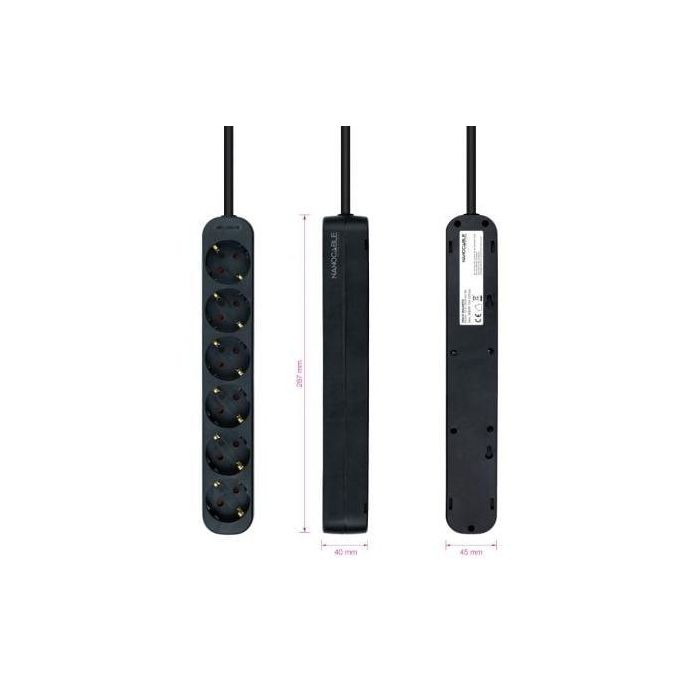 Regleta NANOCABLE 10.37.0006-NS-BK 3680 W 250 V 1,4 m 2 Regleta NANOCABLE 10.37.0006-NS-BK 3680 W 250 V 1,4 m 2