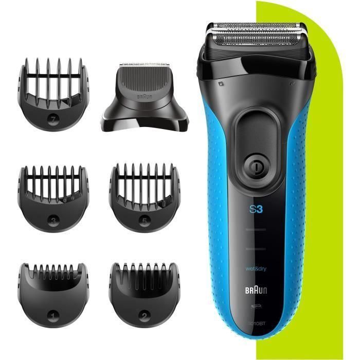 Afeitadora de barba eléctrica para hombre - BRAUN - Series 3 Shave & Style 3010BT - Tecnología Wet & Dry - Negro/Azul