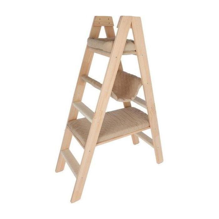 Rascador para gatos 134 cm - ESCALERA - KERBL - Madera maciza - 3 opciones de descanso