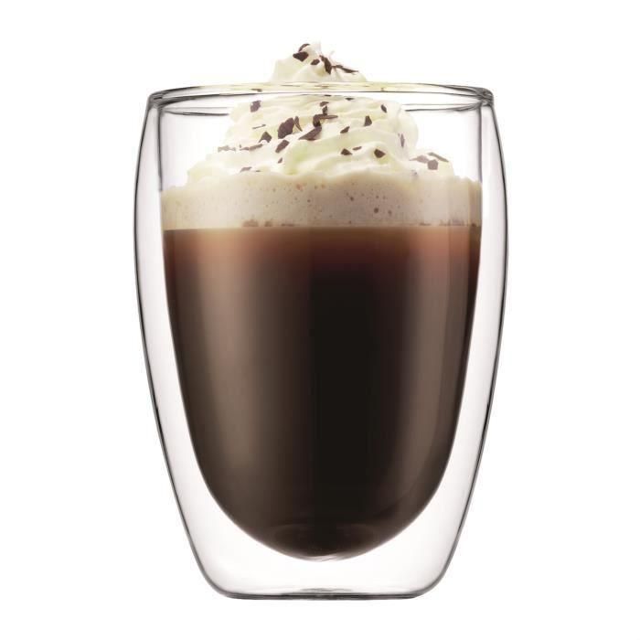 BODUM CHAMBORD Juego de cafeteras de prensa francesa - 8 tazas - 1L - Gris - Con 2 vasos de doble pared Pavina 0.35l 2