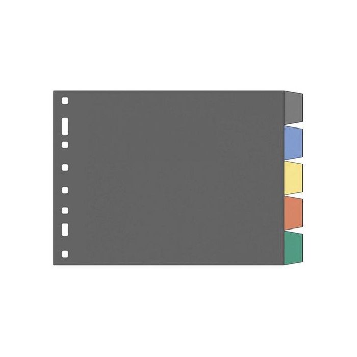 Multifin 3003 Separador Plástico 5 Pestañas Cuarto Apaisado 215x155 mm para Archivadores de 8 Anillas Transparente