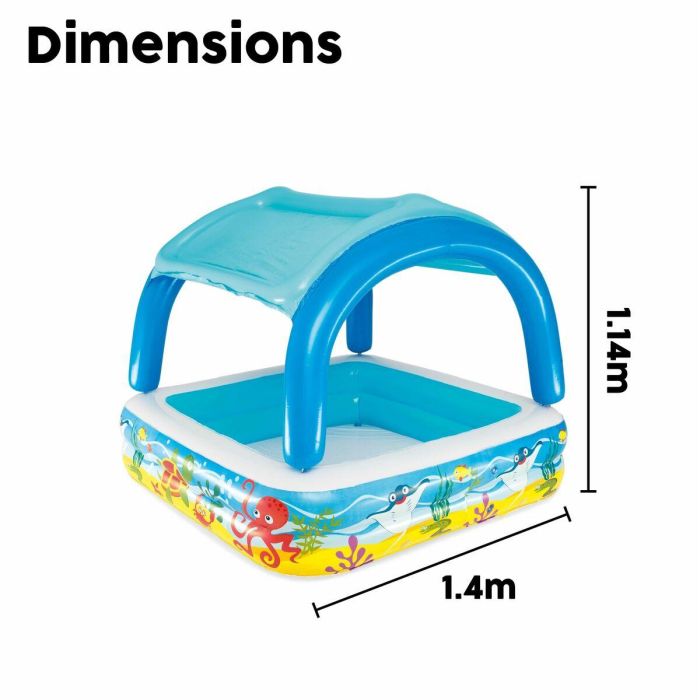 Bestway Piscina Hinchable Infantil Techo Desmontable 140x140x114 cm +2 Años Jardin 52192 3