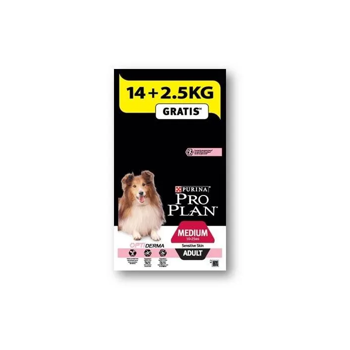 Purina Pro Plan Alimento para Perros Adultos Medianos Piel Sensible 14+2,5 kg