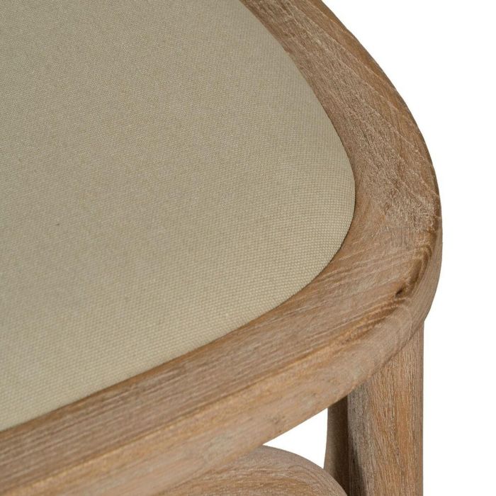 Silla de Comedor Beige Natural Madera de caucho Algodón Poliéster 44 x 42 x 88 cm 2