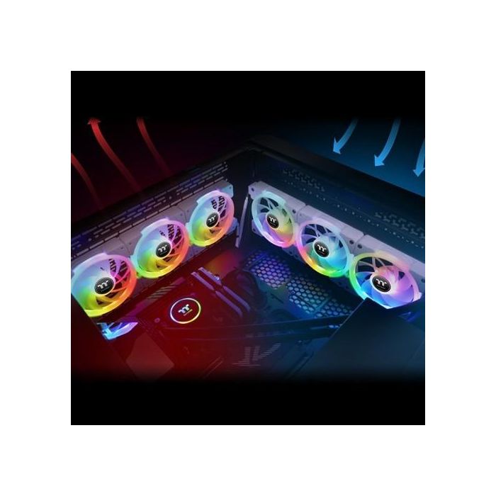 120mm Thermaltake SWAFAN EX12 RGB PC Cooling Fan White TT Premium Edition 3 Pack 5 120mm Thermaltake SWAFAN EX12 RGB PC Cooling Fan White TT Premium Edition 3 Pack 5