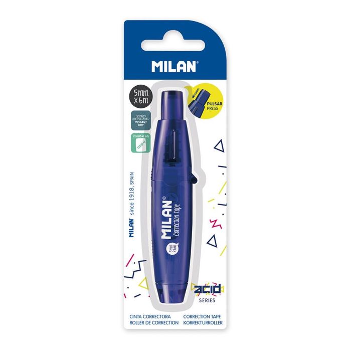 Milán Cinta correctora serie acid 5 mm x 6 m azul blister 1