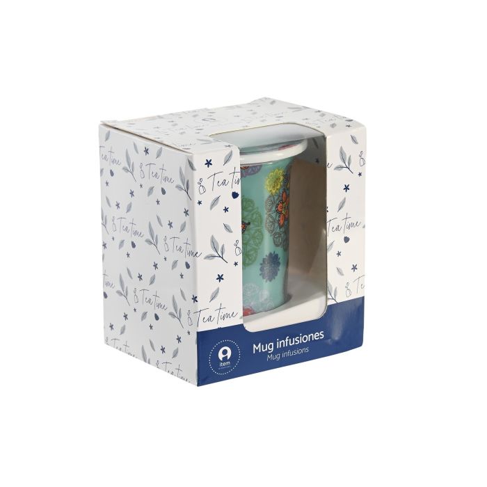 DKD Home Decor Mug Infusiones Moderno Turquesa Rojo Porcelana 8.5 x 11 x 11 cm (12 Unidades) 3