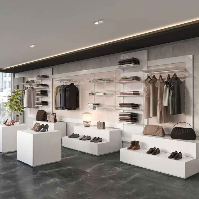 Emuca Kit para 3 estantes con sopores y perfiles de fijación a pared Jagmet, longitud 280mm, Acero, Pintado blanco 5