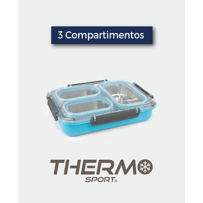 Fiambrera de plástico y acero con 3 departamentos - Thermosport (6 Unidades) 2 Fiambrera de plástico y acero con 3 departamentos - Thermosport (6 Unidades) 2