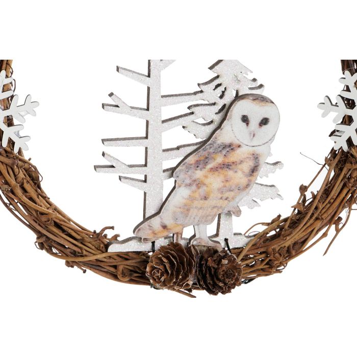 DKD Home Decor Decoracion Colgante Navidad Alpina Natural Blanco Madera 3 x 15 x 30 cm (6 Unidades) 2