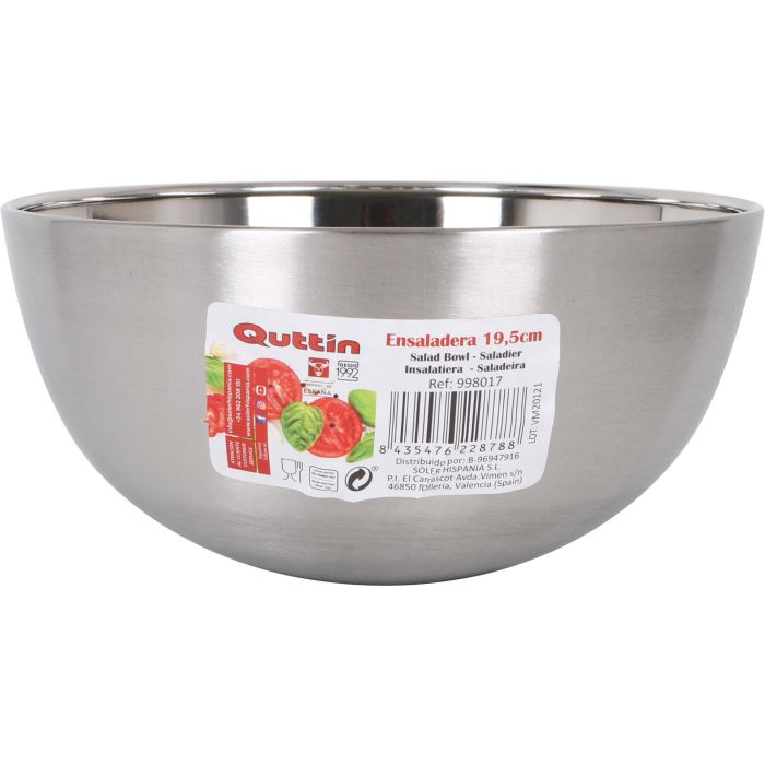 Ensaladera Aperitiva de Acero Inoxidable 19.5 cm Quttin (12 Unidades) 1 Ensaladera Aperitiva de Acero Inoxidable 19.5 cm Quttin (12 Unidades) 1
