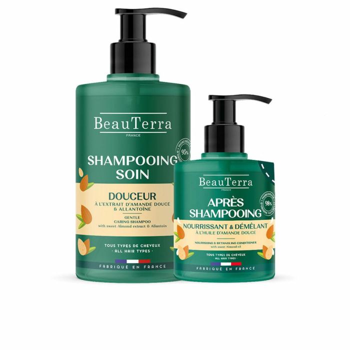 Beauterra EXTRA-DOUX Champú Fortificante 750ml + Acondicionador 500ml. Pack 2 piezas para Cabello Sano y Fuerte, 94% Natural Beauterra EXTRA-DOUX Champú Fortificante 750ml + Acondicionador 500ml. Pack 2 piezas para Cabello Sano y Fuerte, 94% Natural