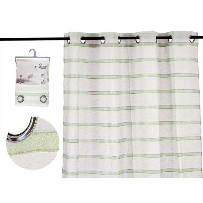 Cortina Visillo Rayas Verde 140x260 cm - Giftdecor (6 Unidades) Cortina Visillo Rayas Verde 140x260 cm - Giftdecor (6 Unidades)