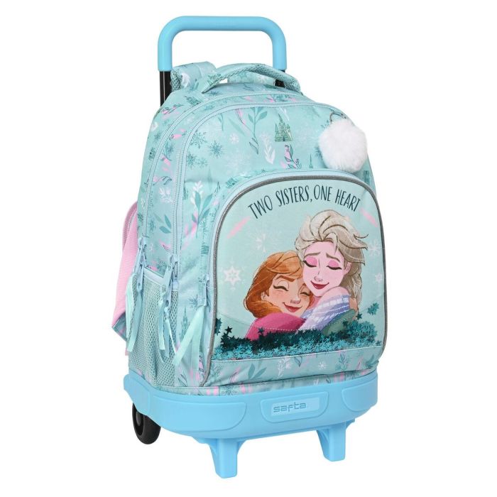 Mochila Escolar con Ruedas Frozen One heart Verde Turquesa 33 X 45 X 22 cm