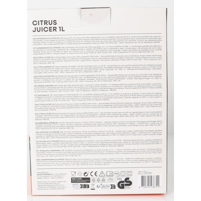 Exprimidor de Cítricos Eléctrico Masterchef 1L 30W (8 Unidades) 5 Exprimidor de Cítricos Eléctrico Masterchef 1L 30W (8 Unidades) 5