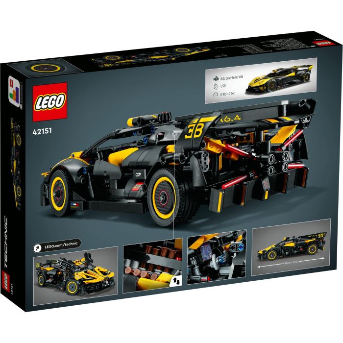 LEGO 42151 Bugatti Bolide Technic Coche de Carreras Amarillo/Negro con Motor W16, Dirección y Puertas de Tijera 12