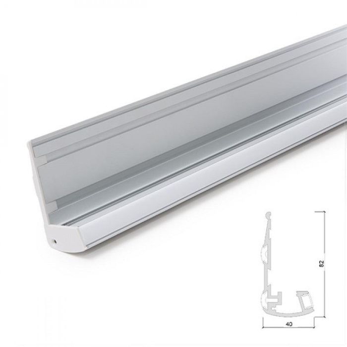 Perfíl Iluminación Escaleras - Gomas Antideslizantes - Difusor Opal x 1M