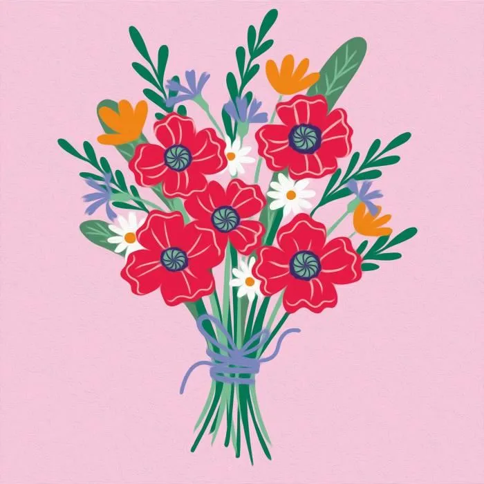 Ravensburger 25519 Pintar por numeros Ramo de amapolas 20x20 cm, Ocio creativo, Adulto 2