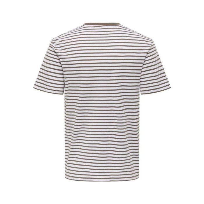Camiseta de Manga Corta Hombre Only & Sons Onsdawson Reg Stripe Marrón claro L