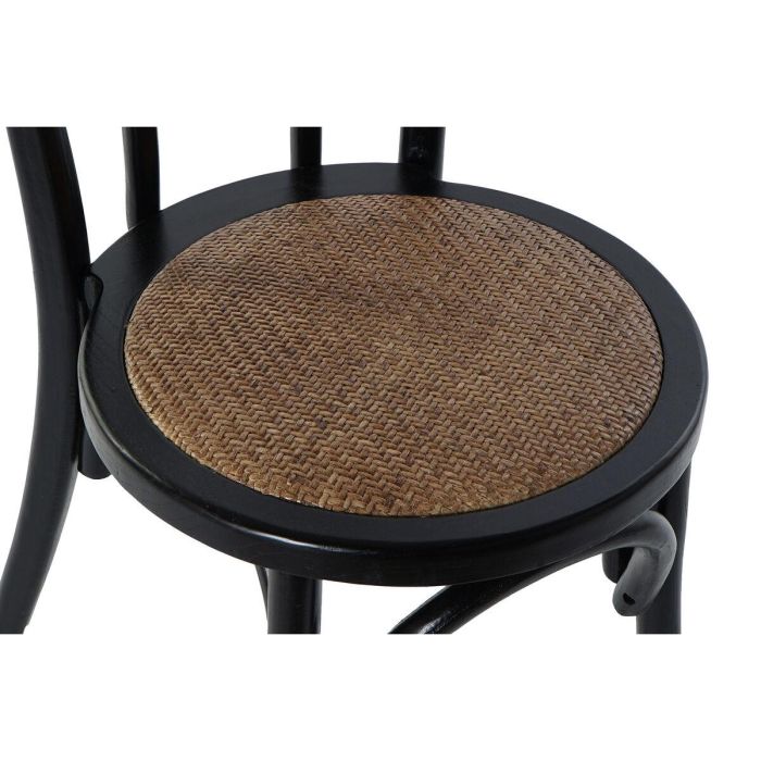 DKD Home Decor Silla Horeca Vintage Cottage Olmo Ratán Negro 44x89x43 cm - Altura Asiento 46 cm 1