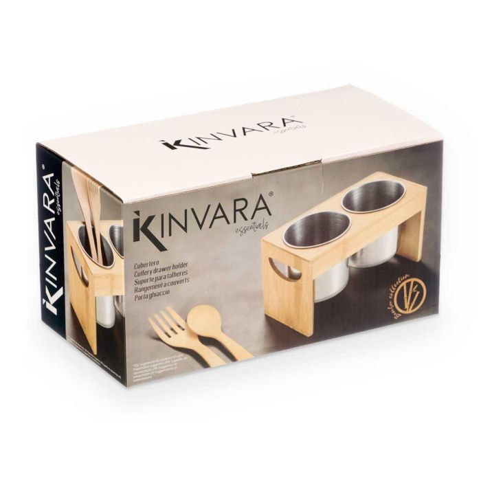 Portautensilios Doble Bambu Metal Kinvara 23X12CM (8 Unidades) 2 Portautensilios Doble Bambu Metal Kinvara 23X12CM (8 Unidades) 2