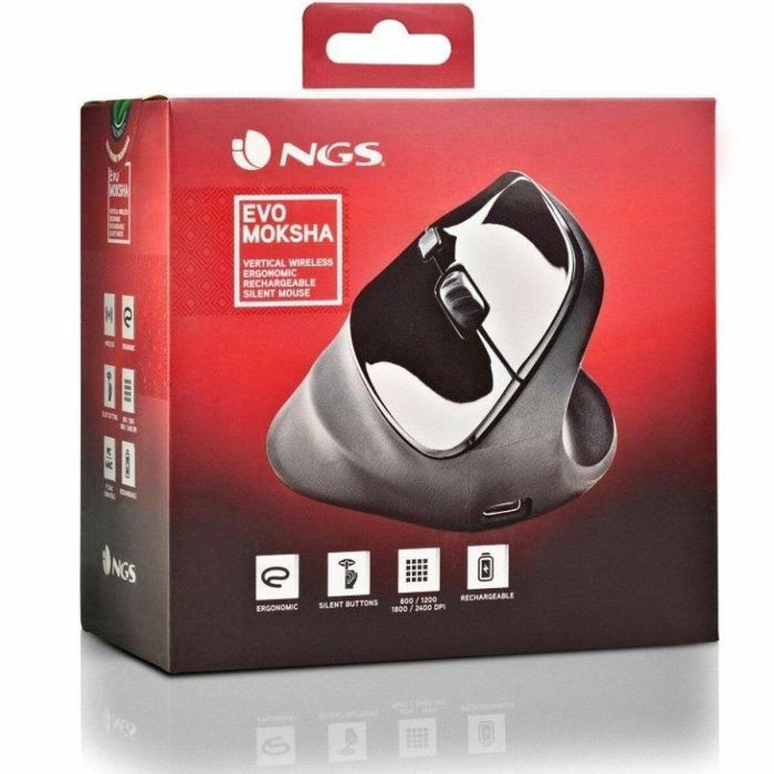 Ratón Ergonómico Inalámbrico NGS EVO Moksha/ Batería recargable/ Hasta 2400 DPI 1 Ratón Ergonómico Inalámbrico NGS EVO Moksha/ Batería recargable/ Hasta 2400 DPI 1