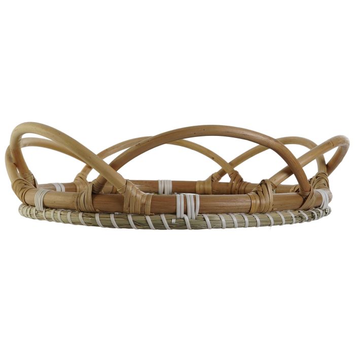 DKD Home Decor Bandeja Decorativa Ratan y Seagrass Natural Beige 45 x 45 x 10 cm 2
