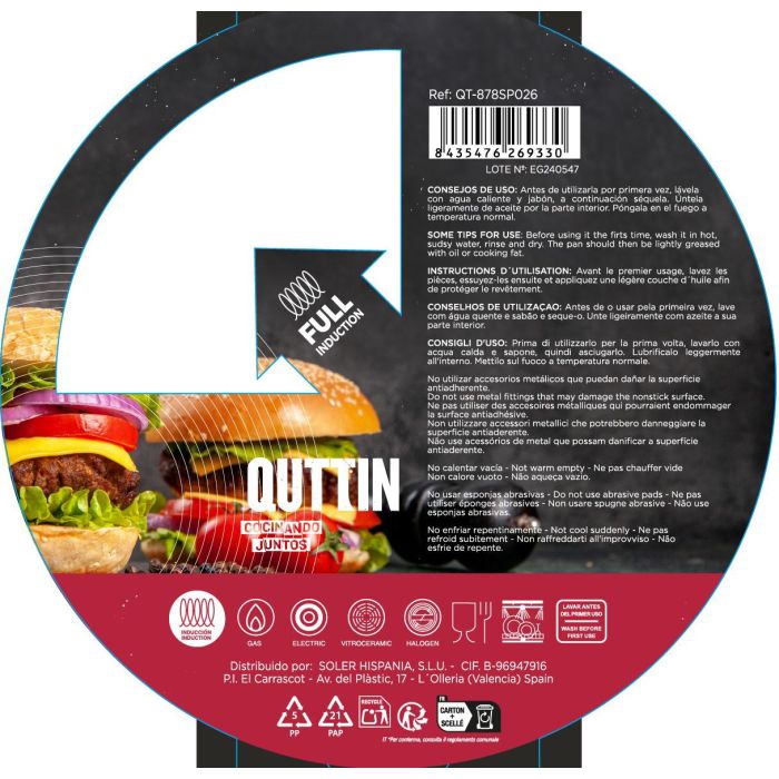 Quttin Sartén 26 cm de Aluminio Forjado con Inducción Full Spiral (4 Unidades) 2