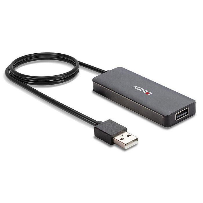 Lindy Concentrador USB 2.0 de 4 Puertos para PC USB Tipo A, 480Mbps, Retrocompatible USB 1.1/1.0, Plug & Play, Alimentación por Bus/DC 2