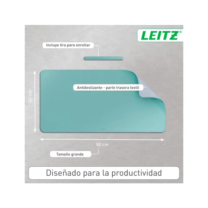 Leitz Alfombrilla de Sobremesa Grande Protectora de Escritorio, Verde Menta, 80x40 cm 3