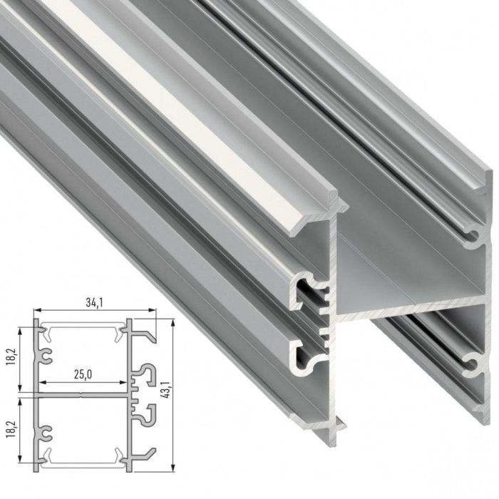 Perfil Aluminio Tipo DOPIO 2,02M 1 Perfil Aluminio Tipo DOPIO 2,02M 1