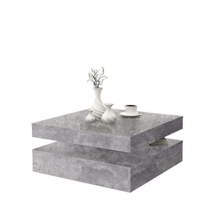Coffee CFTT4181-U39 Mesa de Centro Cuadrada Giratoria con 2 Estantes, Tablero de Partículas, Aspecto Hormigón Gris Claro, L 78 x P 78 x H 35,4 cm Coffee CFTT4181-U39 Mesa de Centro Cuadrada Giratoria con 2 Estantes, Tablero de Partículas, Aspecto Hormigón Gris Claro, L 78 x P 78 x H 35,4 cm