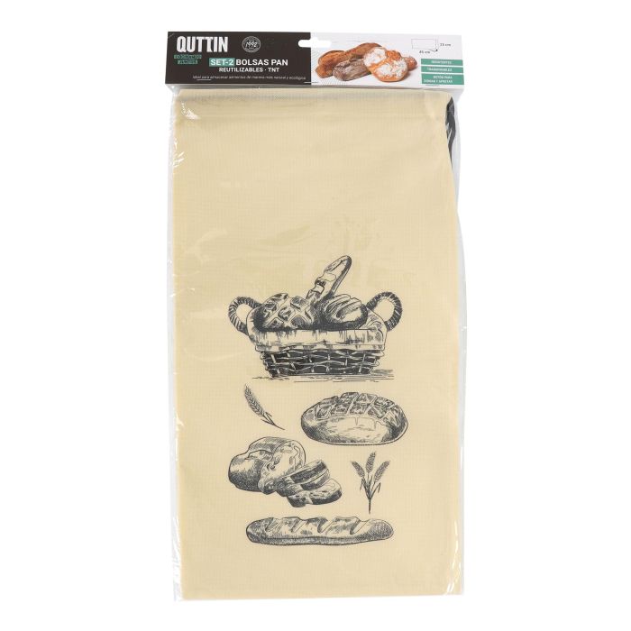 Quttin Set de 2 Bolsas para Pan Reutilizables 25x45 cm (36 Cajas) 1 Quttin Set de 2 Bolsas para Pan Reutilizables 25x45 cm (36 Cajas) 1