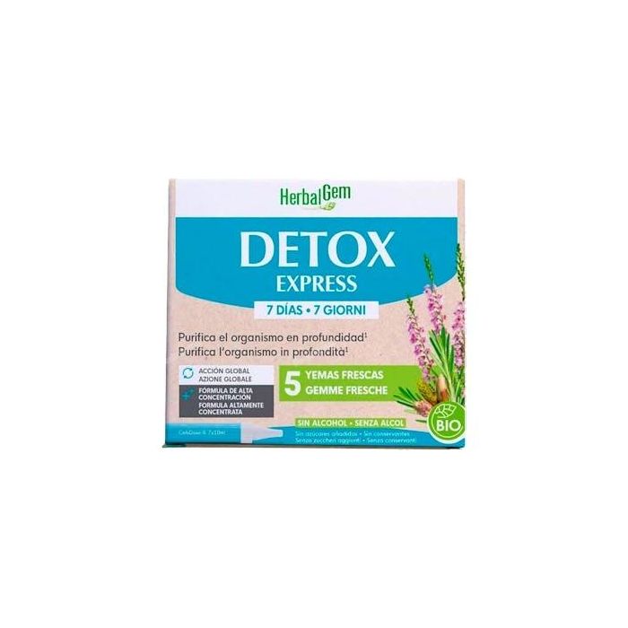 HERBALGEM Yemocomplejos Detox Express Bio monodosis 7 días para eliminar toxinas 7x10ml