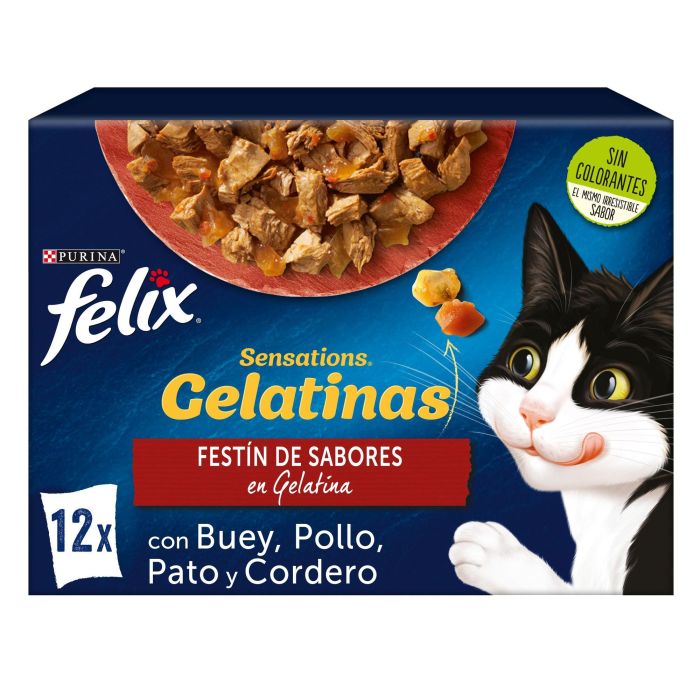 Felix Sensations Sab-Campo Jelly 6x12x85, Comida para Gatos, 100% Completo y Equilibrado, Omega 6, Sin Aromas Artificial 1