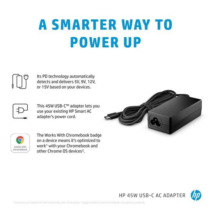 HP 45W USB-C Adaptador de Corriente AC, Cargador para Dispositivos Electrónicos con Soporte para Cuatro Voltajes y Conector de Diseño Más Delgado 2 HP 45W USB-C Adaptador de Corriente AC, Cargador para Dispositivos Electrónicos con Soporte para Cuatro Voltajes y Conector de Diseño Más Delgado 2