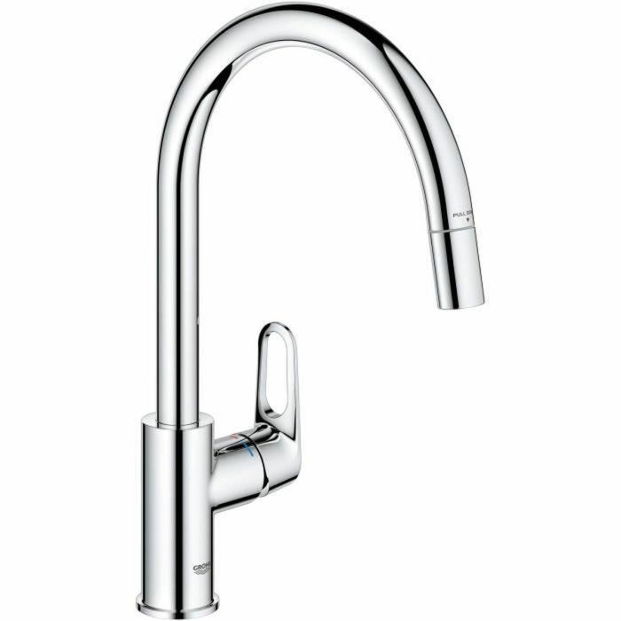 Grifo de cocina - Cromo - Caño alto en forma de C - Aireador extraíble - Rotación 360° - Limitador de caudal - GROHE Start Flow - 30569000