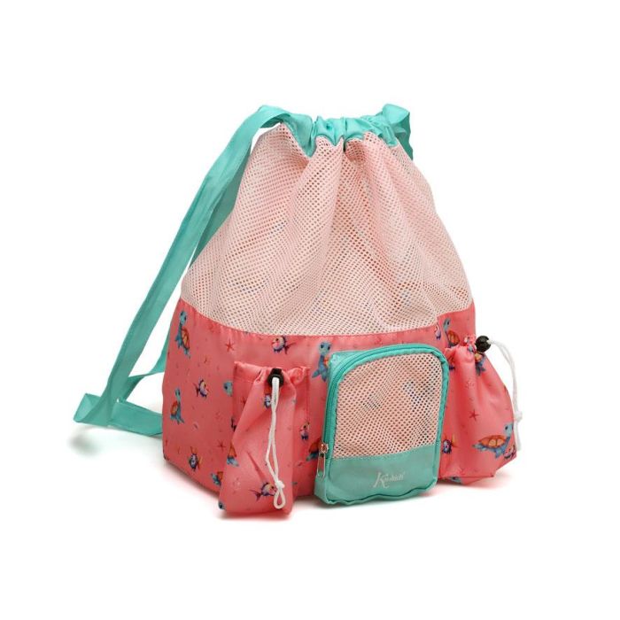 KioKids Bolsa de Playa Mochila Tortugas Rosas para Niños +0 Meses - 10L Transpirable y Anti-Arena con 3 Bolsillos 1 KioKids Bolsa de Playa Mochila Tortugas Rosas para Niños +0 Meses - 10L Transpirable y Anti-Arena con 3 Bolsillos 1