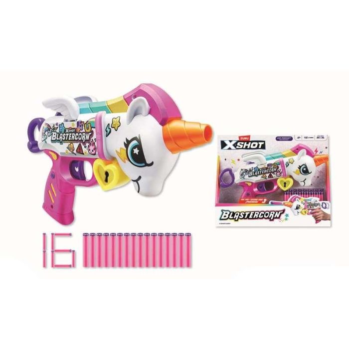 Pistola x-shot blastercorn unicornio, incluye 16 dardos 2 Pistola x-shot blastercorn unicornio, incluye 16 dardos 2